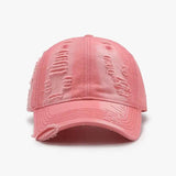 Distressed Adjustable Cotton Baseball Cap - Trendsi
