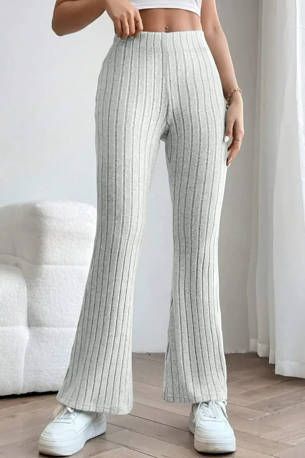 Basic Bae Full Size Ribbed High Waist Flare Pants - ShopBasicbae - Flyclothing LLC