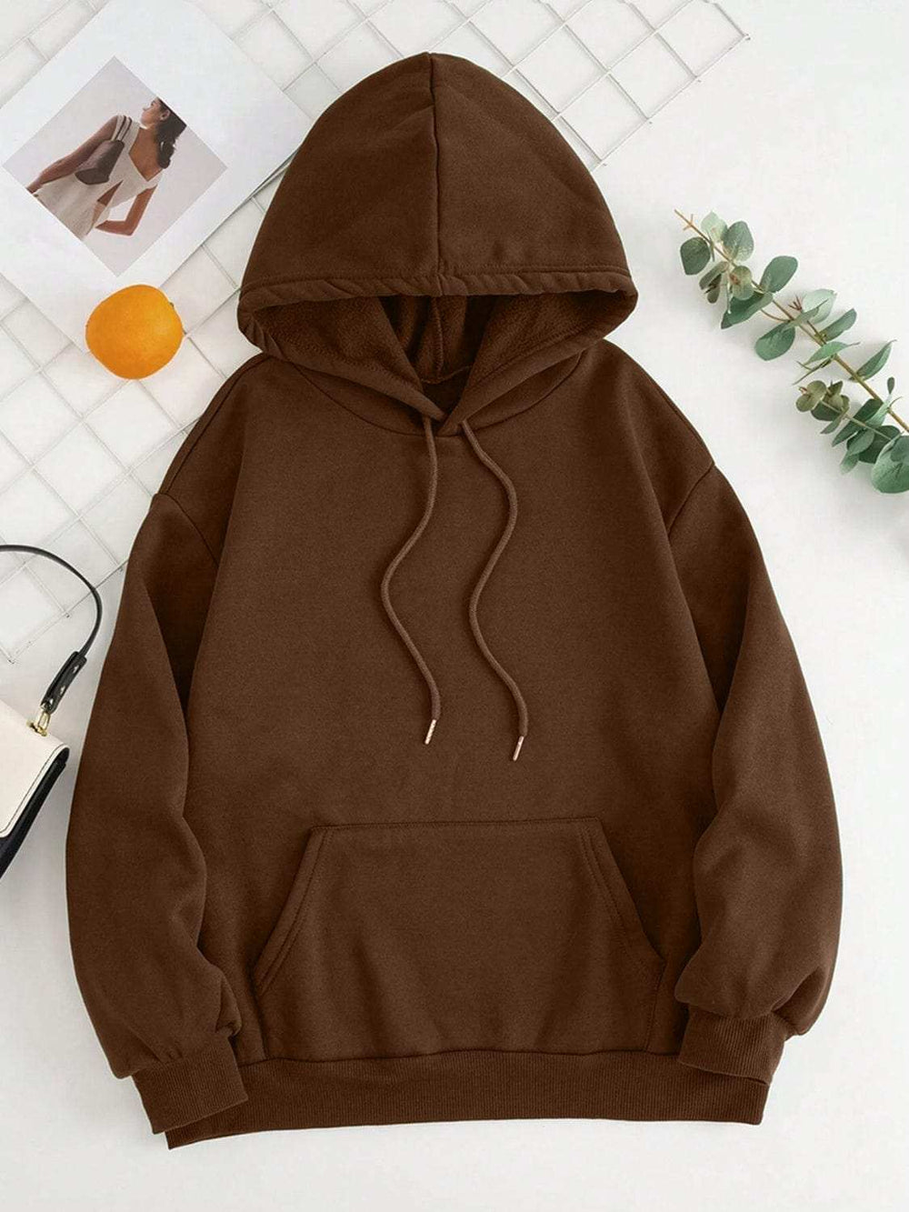 Drawstring Dropped Shoulder Hoodie - Trendsi - Flyclothing LLC