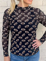 Game Day Mesh Sheer Long Sleeve Top - Trendsi - Flyclothing LLC