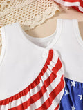 Children's Patriotic Tank and Pants Outfit Set with Hat - Trendsi - Flyclothing LLC