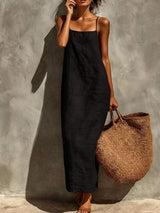 Sleeveless Linen Casual Maxi Dress - Trendsi - Flyclothing LLC