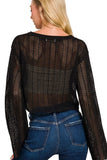 Zenana Open Knit Cropped Sweater - Trendsi