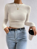Round Neck Long Sleeve T-Shirt - Trendsi