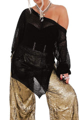 Side Slit Long Sleeve Knit Cover Up - Trendsi - Flyclothing LLC