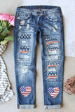 US Flag Distressed Straight Jeans - Trendsi - Flyclothing LLC