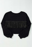 GAME DAY Fringe Long Sleeve Sweatshirt - Trendsi - Flyclothing LLC
