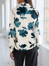 Printed V-Neck Long Sleeve Blouse - Trendsi - Flyclothing LLC