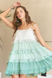 ADORA Swiss Dot Ruffled Tiered Mini Dress - Trendsi