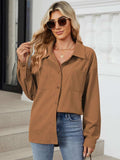 Button Up Dropped Shoulder Long Sleeve Outerwear - Trendsi - Flyclothing LLC