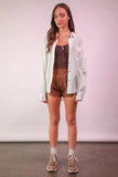 VERY J Oversized Striped Button Down Shirt Top - Trendsi