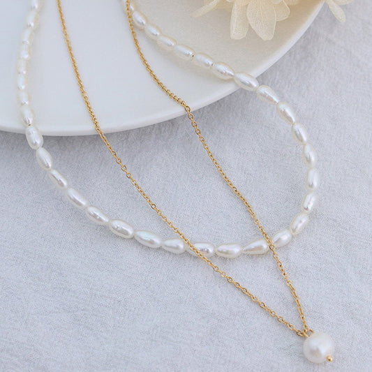 Double-Layered Freshwater Pearl Necklace - Trendsi