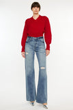 Kancan Distressed High Waist Bootcut Jeans - Trendsi
