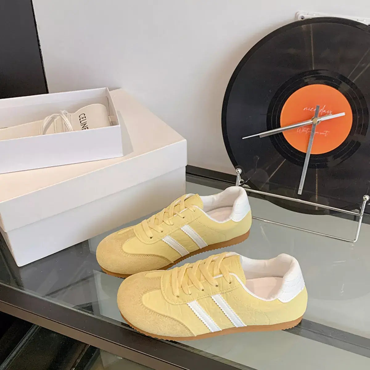 Striped Lace Up Casual Sneakers - Trendsi - Flyclothing LLC
