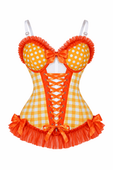 Daisy Corsets Lavish Orange Ruffle Sweetheart Bustier Corset - Daisy Corsets - Flyclothing LLC