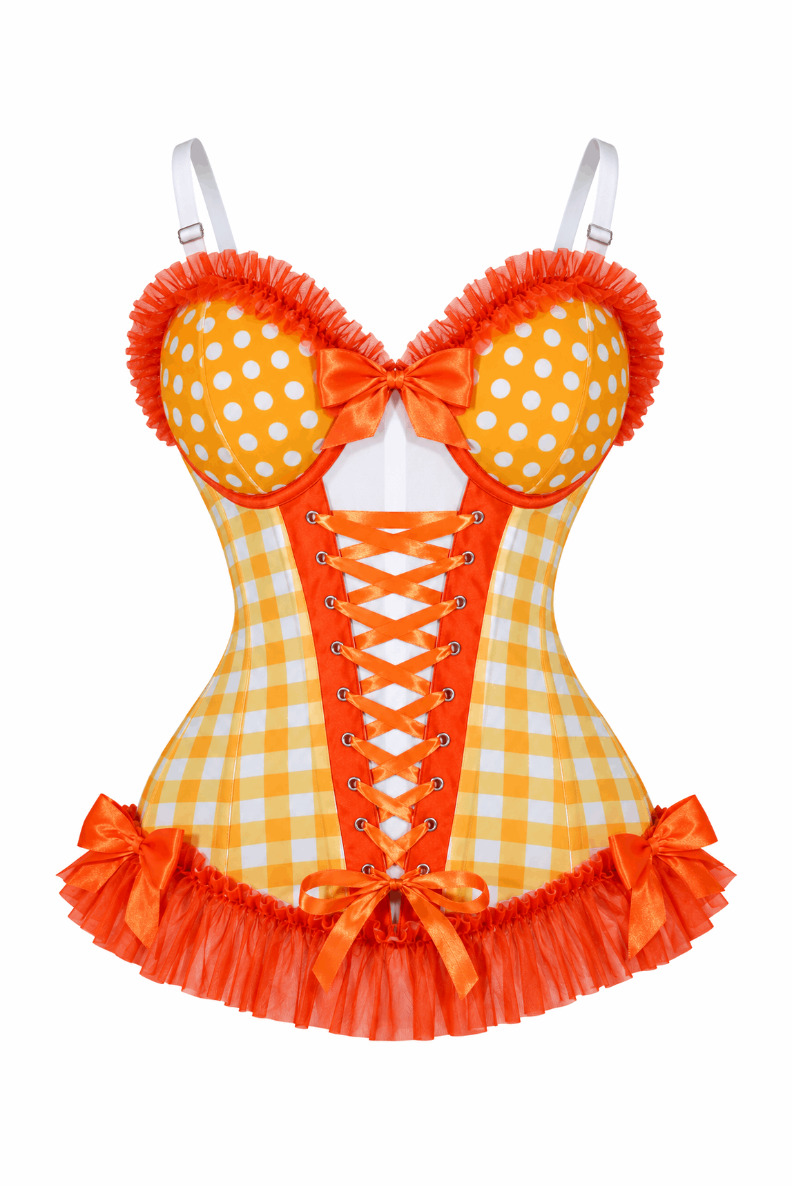 Daisy Corsets Lavish Orange Ruffle Sweetheart Bustier Corset - Daisy Corsets - Flyclothing LLC