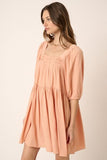 Mittoshop Pintuck Detail Tie Back Mini Dress - Trendsi