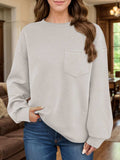 Full Size Texture Round Neck Long Sleeve Sweatshirt - Trendsi - Flyclothing LLC