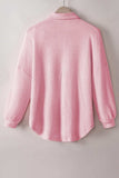 Waffle-Knit Collared Neck Long Sleeve Shirt - Trendsi - Flyclothing LLC