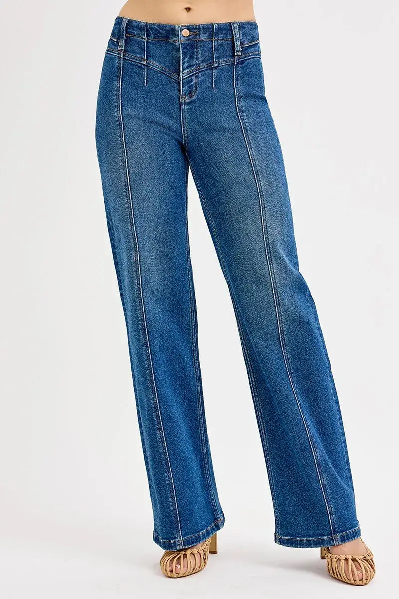 RISEN Seam Detail Wide Leg Jeans - Trendsi - Flyclothing LLC