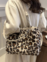 Faux Fur Leopard Shoulder Bag - Trendsi - Flyclothing LLC