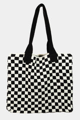 Fame Checkered Pattern Tote Bag - Trendsi