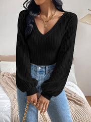 Camiseta de manga larga con cuello en V