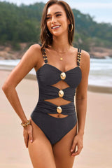 Cutout Ruched Sweetheart Neck One-Piece Swimwear - Trendsi - Flyclothing LLC