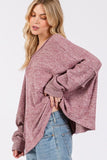 SAGE + FIG Round Neck Batwing Sleeve Oversize Top - Trendsi