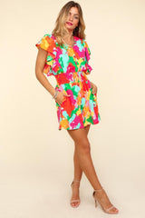 Haptics Abstract Floral Smocked Waist Romper - Trendsi