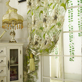 White Striped Yarn Translucent Curtain For Bedroom