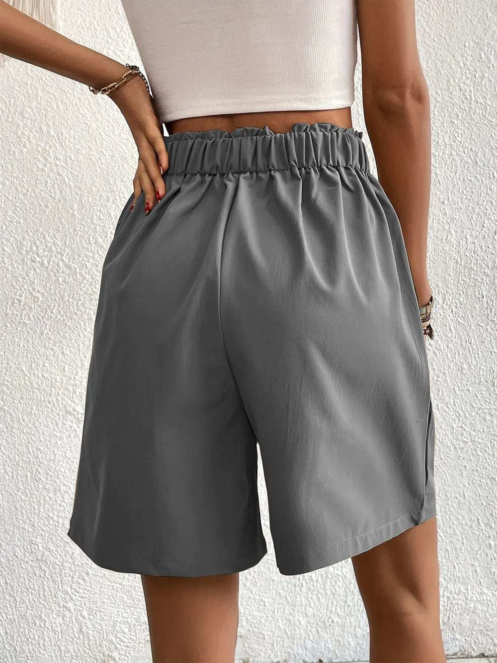 Pocketed Half Elastic Waist Shorts - Trendsi - Flyclothing LLC