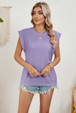 Eyelet Round Neck Tank - Trendsi - Flyclothing LLC