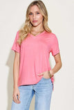 Basic Bae Full Size V-Neck High-Low T-Shirt - Trendsi - Flyclothing LLC