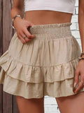 Smocked Layered Shorts - Trendsi
