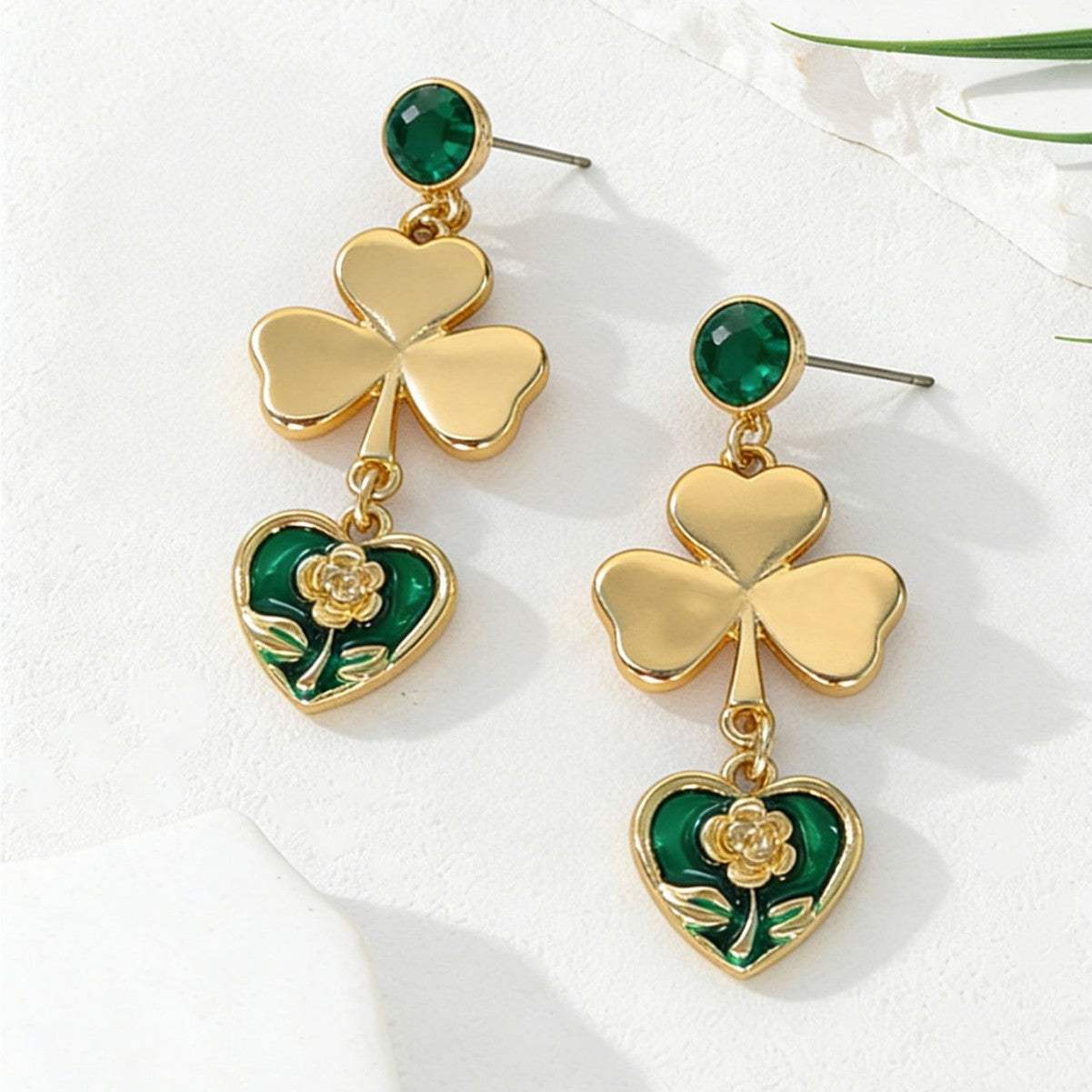 Women New Niche Floral Heart Drop Earrings, Wholesale High-End Light Luxury Ladies Ear Ornaments - My Store - Flyclothing LLC
