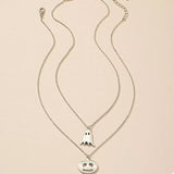 2 Piece Halloween Ghost & Pumpkin Pendant Necklace - Trendsi - Flyclothing LLC