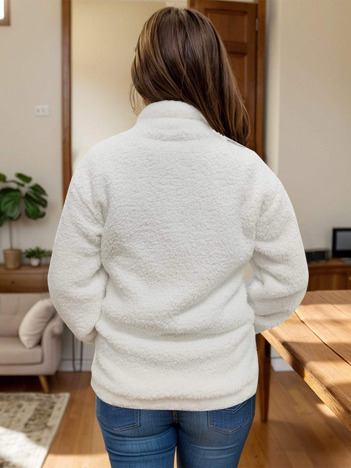 Full Size Turtleneck Zip Up Long Sleeve Sherpa Jacket - Trendsi - Flyclothing LLC