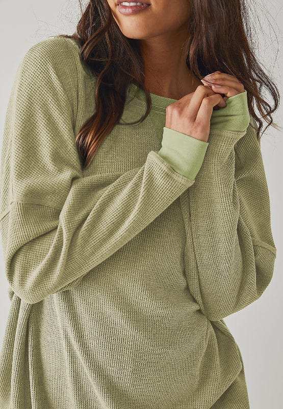 Round Neck Long Sleeve Sweatshirt - Trendsi - Flyclothing LLC