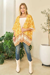 Davi & Dani Floral Printed Short Sleeve Loose Fit Kimono Cover Up - Trendsi - Flyclothing LLC