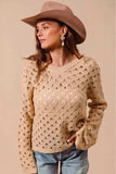 SO ME Geometric Pattern Open Knit Lightweight Sweater - Trendsi - Flyclothing LLC