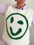 Smiley Round Neck Sweater Vest - Trendsi
