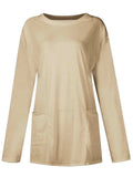 Full Size Pocketed Round Neck Long Sleeve T-Shirt - Trendsi - Flyclothing LLC