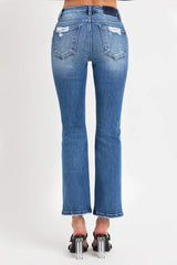 RISEN Full Size Mid Rise Ankle Straight Jeans with Pockets - Trendsi - Flyclothing LLC