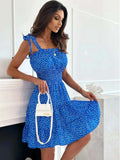 Polka Dot Square Neck Mini Cami Dress - Trendsi - Flyclothing LLC