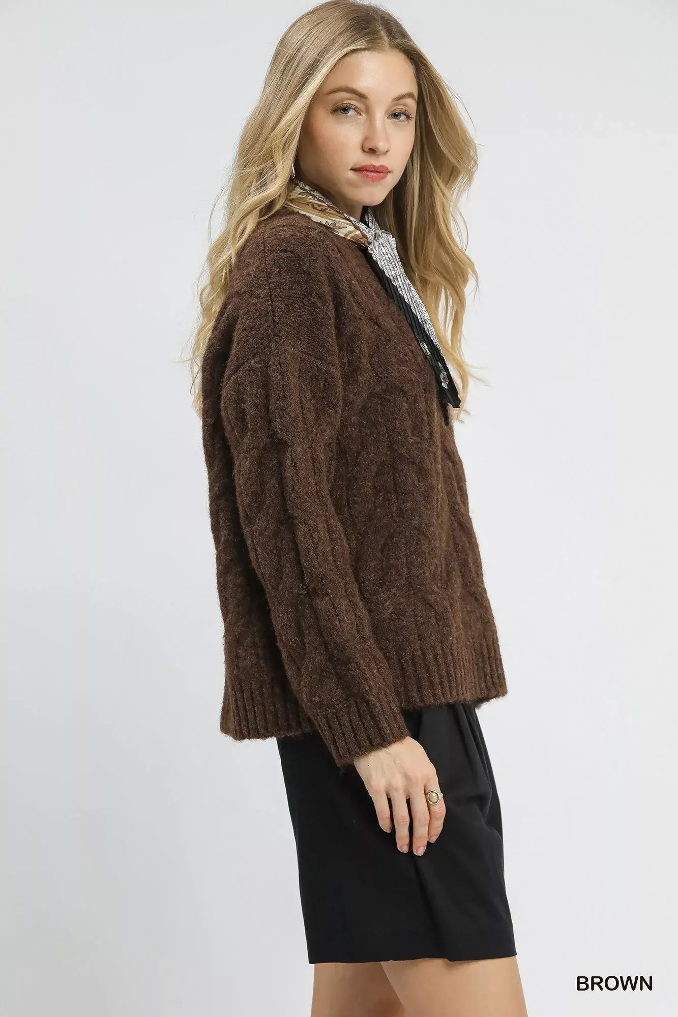 Umgee Cable Knit Cozy Sweater - Trendsi - Flyclothing LLC