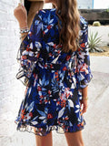 Ruffled Printed Surplice Half Sleeve Mini Dress - Trendsi - Flyclothing LLC