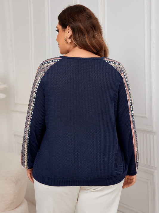 Plus Size Printed Long Sleeve Sweatshirt - Trendsi