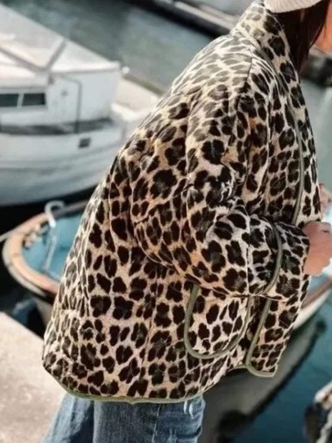 Leopard Open Front Long Sleeve Outerwear - Trendsi - Flyclothing LLC