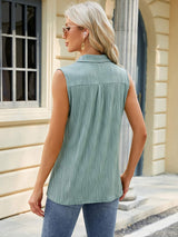Textured Johnny Collar Tank - Trendsi - Flyclothing LLC